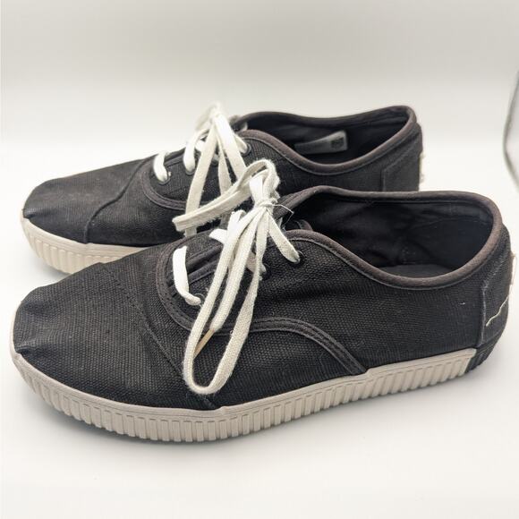 TOMS Cordones Boardwalk Black Canvas Lace Up Fashion Sneakers Women's Size 7.5 - Picture 5 of 10